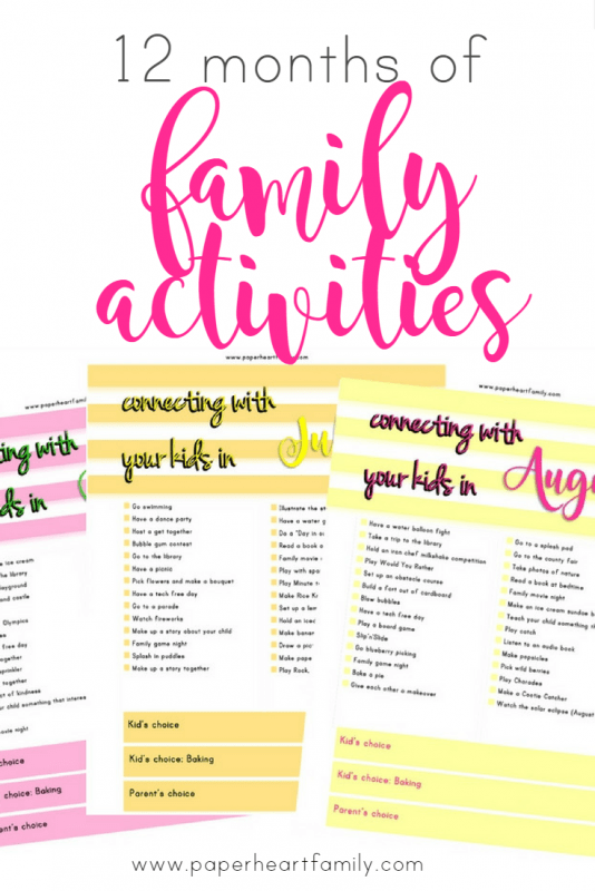 12 Months of Family Activities- Get your free printbale! An entire year of simple, fun and unique family activities.