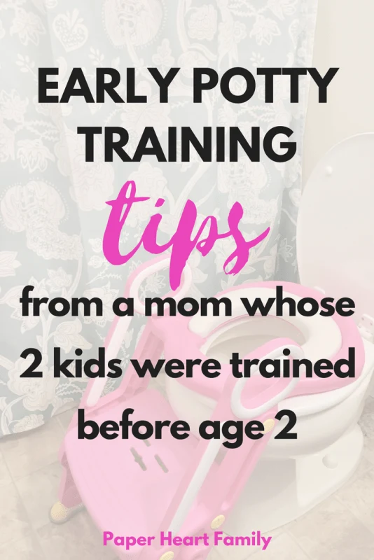 These early potty training tips take the difficulty out of toilet training! Seriously so easy and practical. Learn how this mom potty trained her kids before age 2! You can start these tips with your baby, boy or girl.