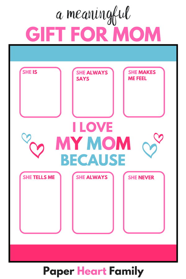 I Love My Mom Because Printable A Thoughtful T For Mom