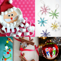Easy Christmas crafts for kids including an advent calendar, ornaments, cards and decor.