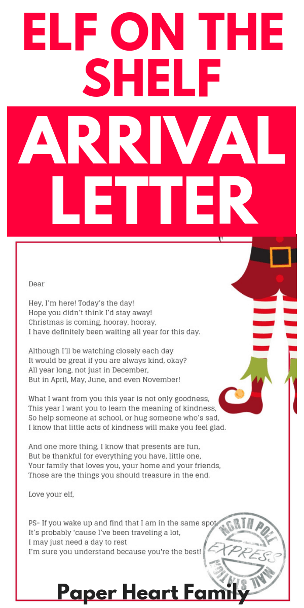 Arrival Ideas For Elf On The Shelf- Welcome Letter