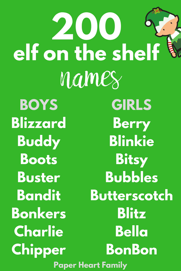 cute girl elf on the shelf names