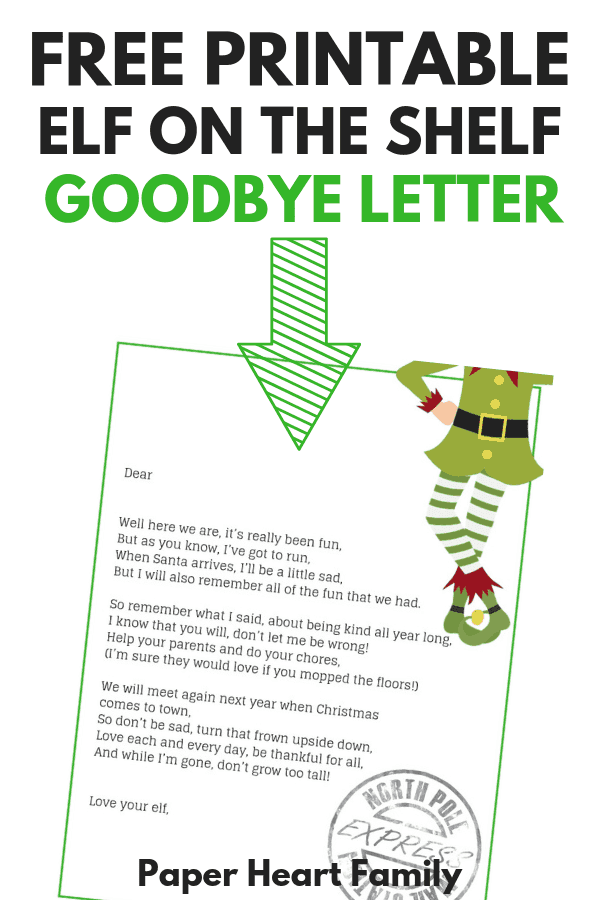 A sweet, free printable Elf on the Shelf goodbye letter that reminds your kids to be good all year.