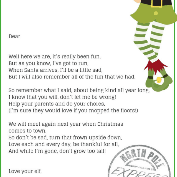 Elf On The Shelf Goodbye Letter The Perfect Elf On The Shelf Leaving Gift