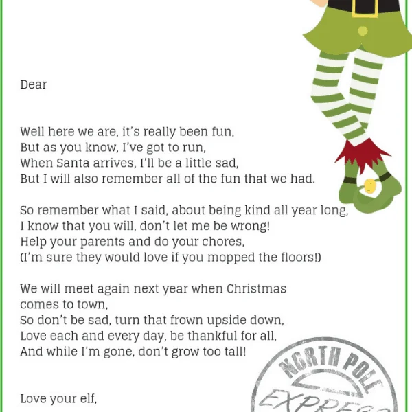 Help your children say goodbye to the Elf on the Shelf with this printable goodbye letter.