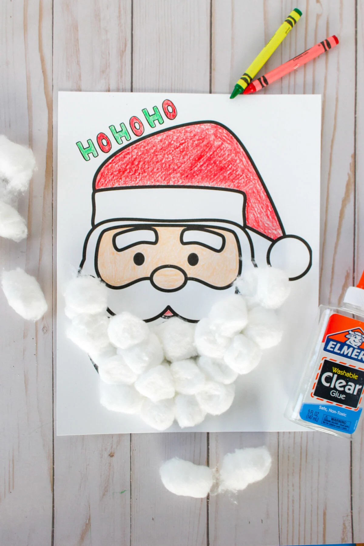 Printable Santa to color and add cotton balls to his beard