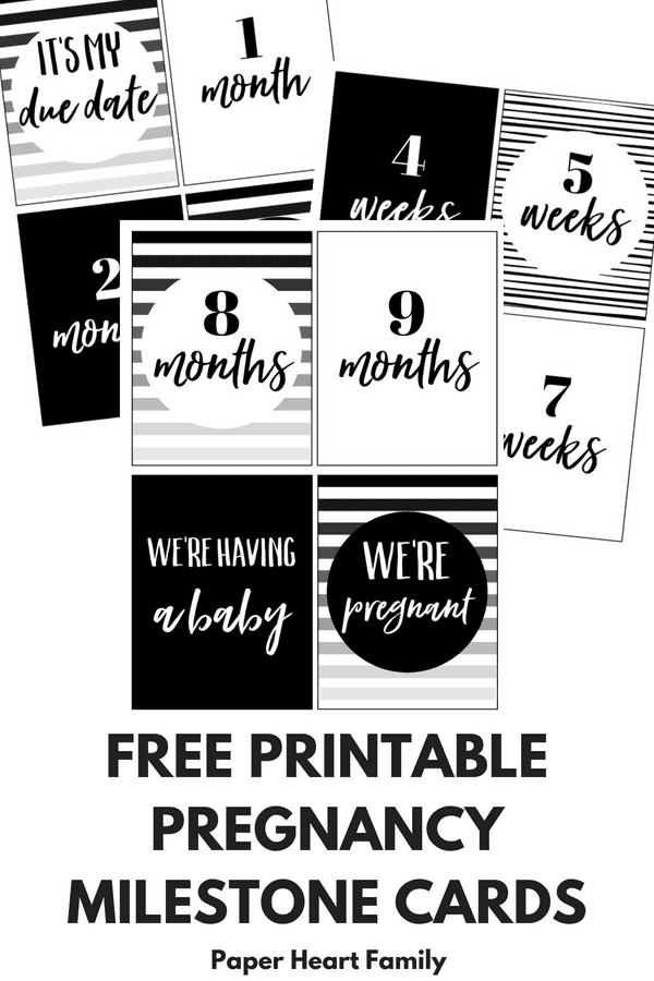 Free printable pregnancy milestone cards to use with your baby bump photos.