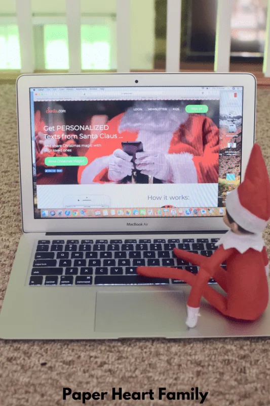 The Elf on the Shelf showing your kids how to get texts from Santa.