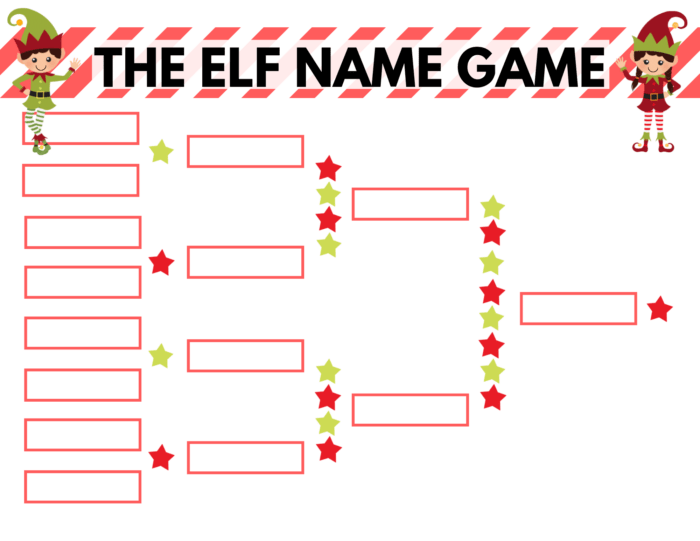 Elf on the Shelf Name Game Bracket