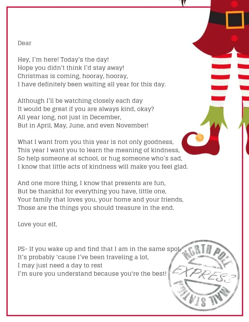 The perfect way to welcome your Elf on the Shelf- arrival letter.