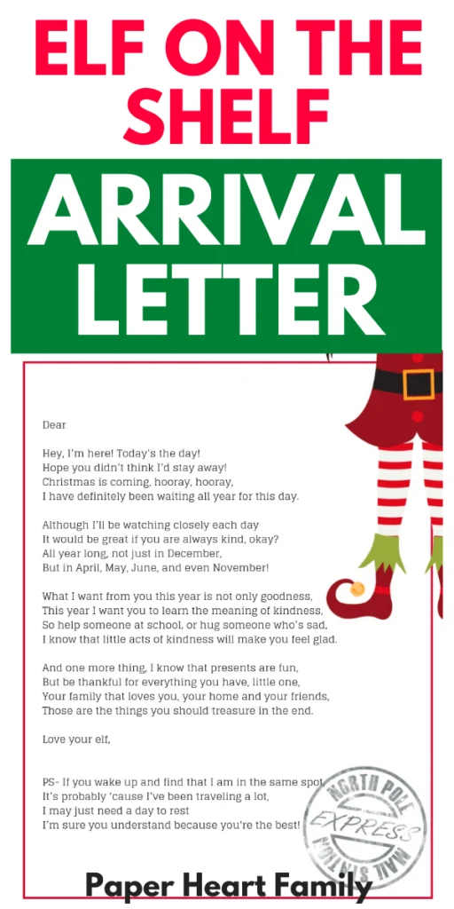 Elf on the Shelf Arrival Letter