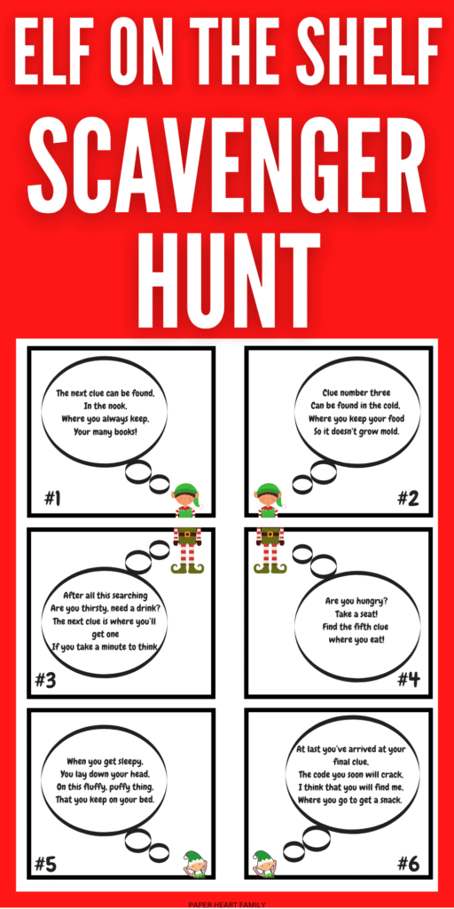 Elf on the Shelf Scavenger Hunt Printable