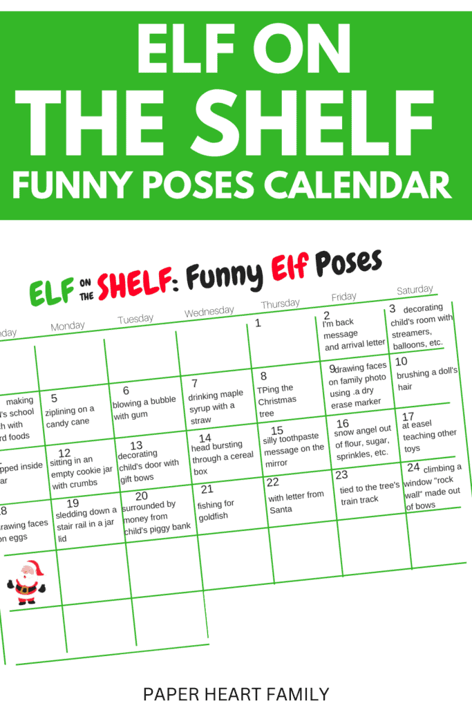 Funny Elf on the Shelf Poses Calendar