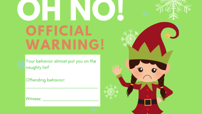 Elf on the Shelf Official Warning- Girl Elf