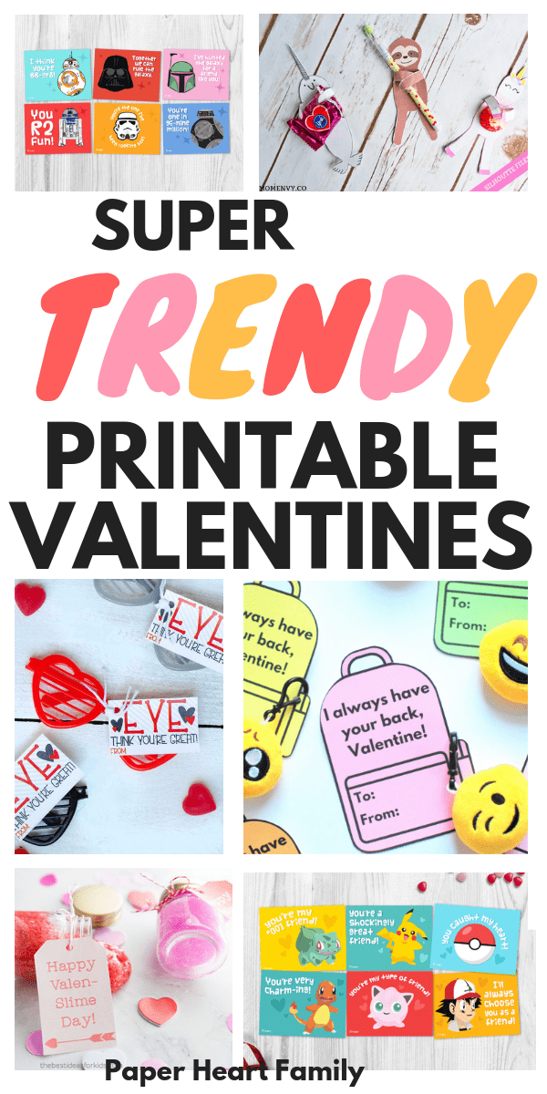 The cutest free printable Valentine cards for kids- unicorns, narwhals, sloths, emojis, squishies, slime and more!