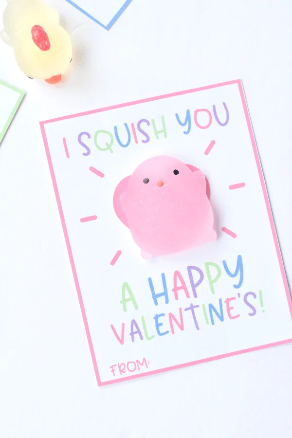 Adorable free printable squishy valentine cards for your kids to take to school.