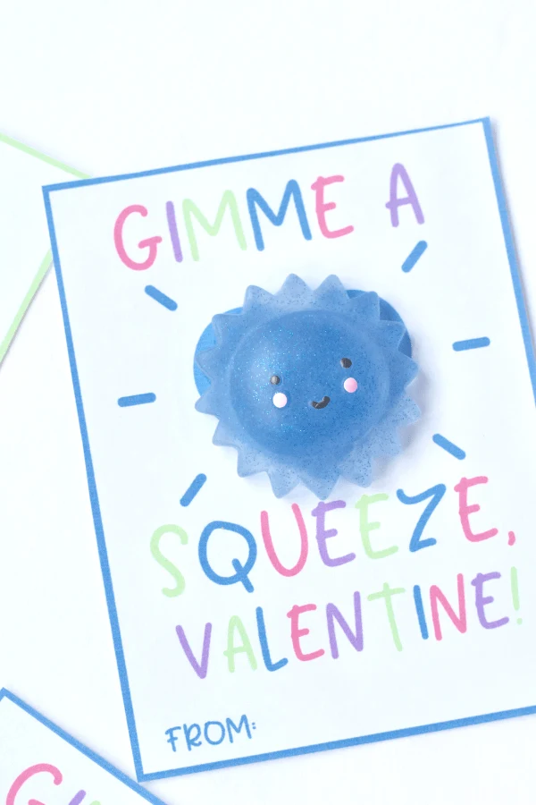 Adorable Valentines for kids featuring their favorite Kawaii Squishy toys.