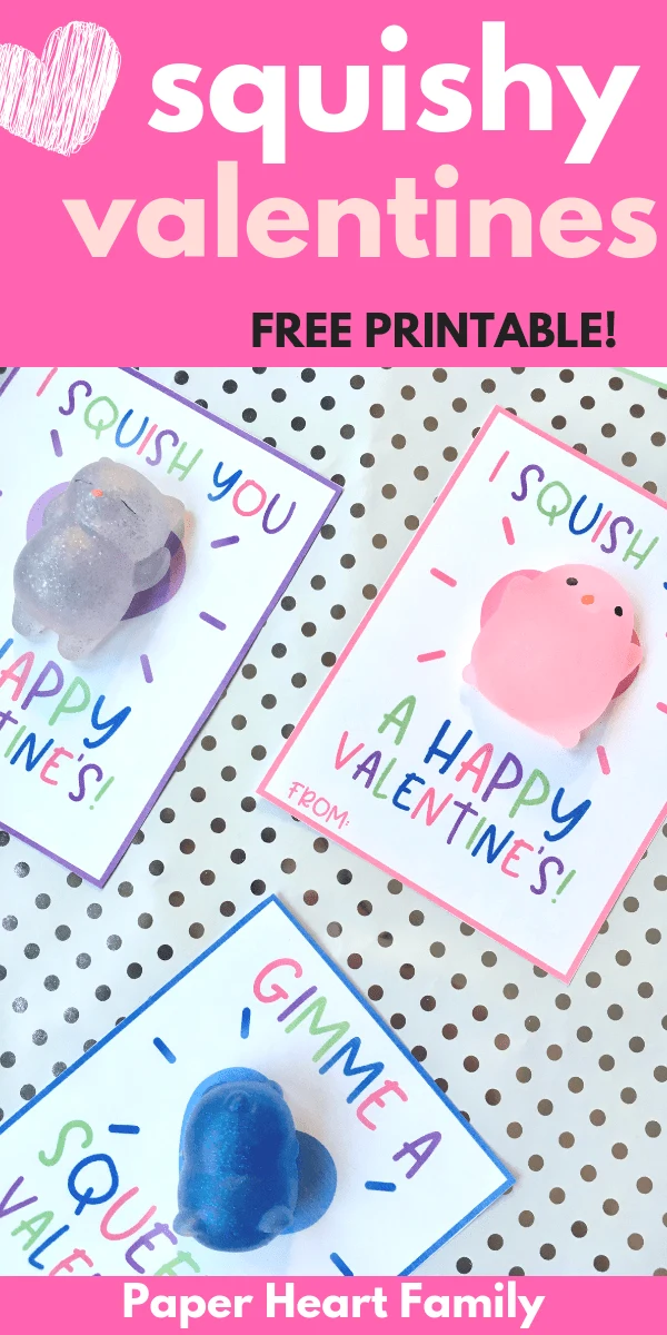 Free printable valentine cards for kids featuring this years biggest trend, Squishies!