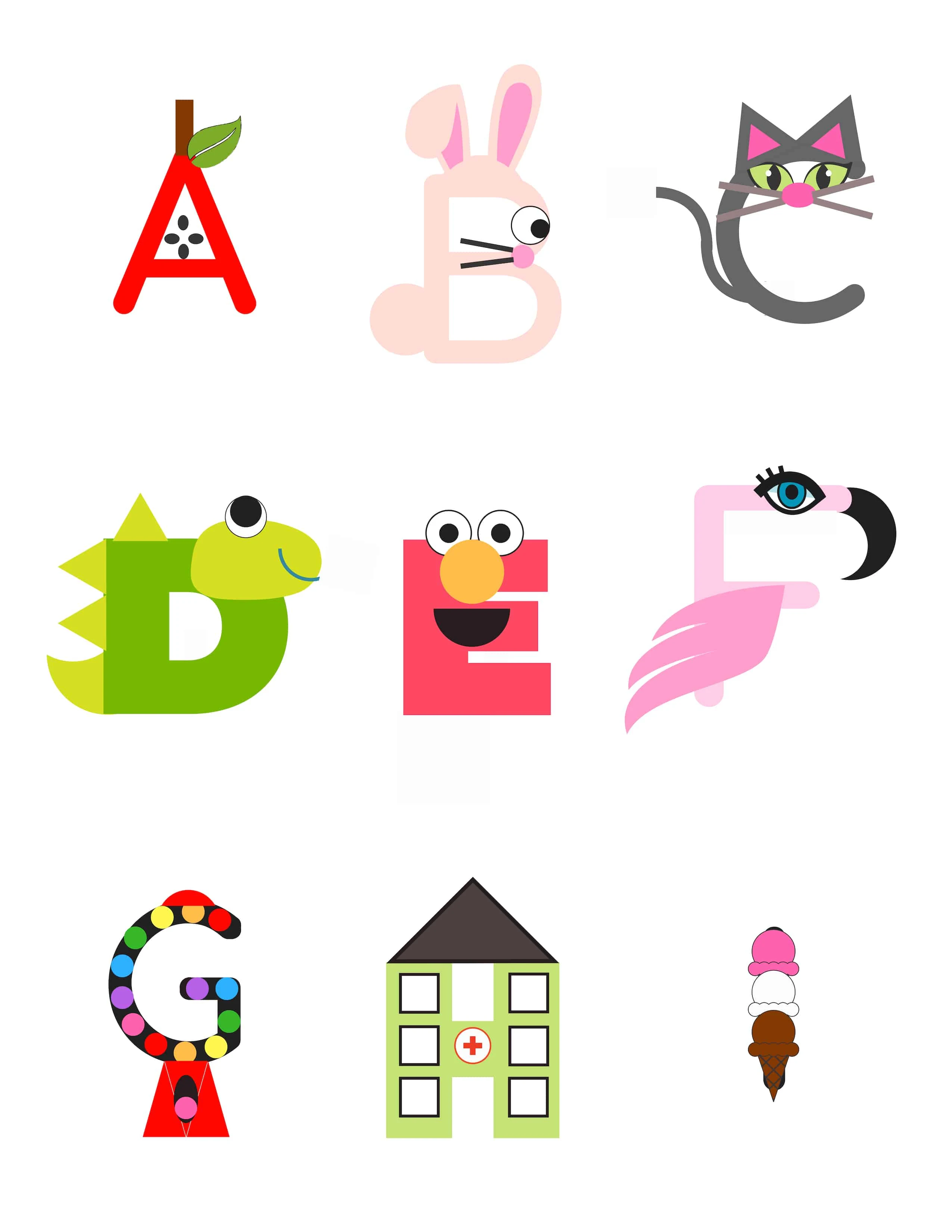 Printable letter crafts for preschoolers and toddlers- simply print, cut, and paste!