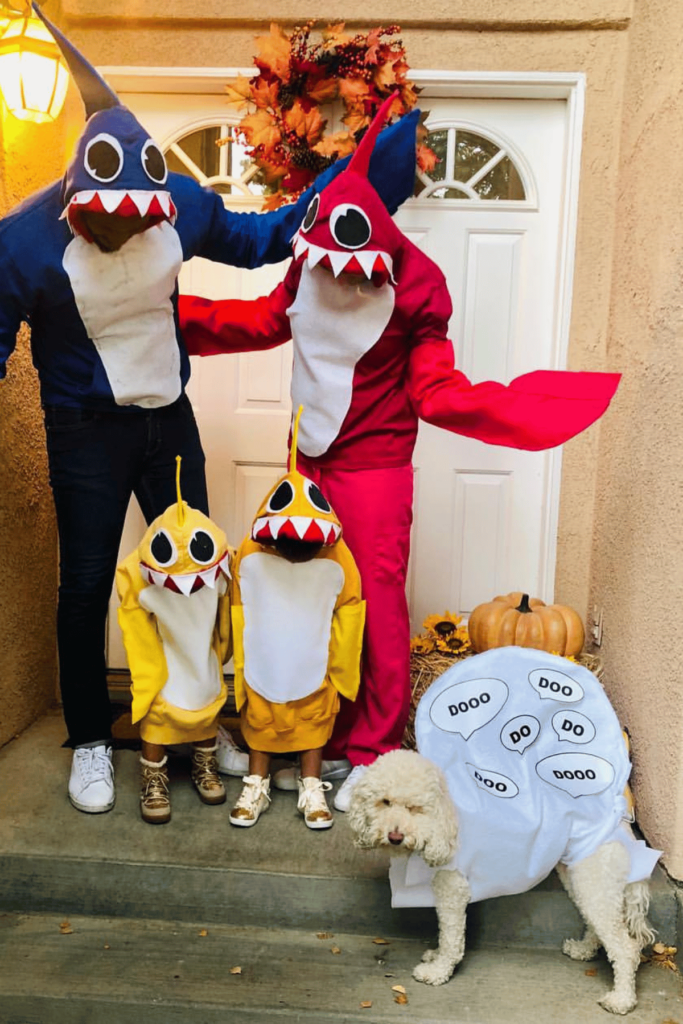 Daddy Shark, Mommy Shark and two baby sharks