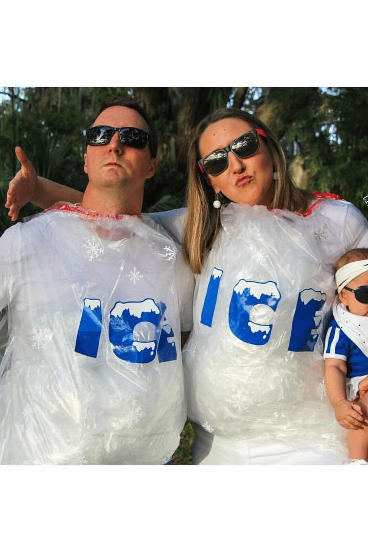 Mom and dad as bags of ice and baby as baby