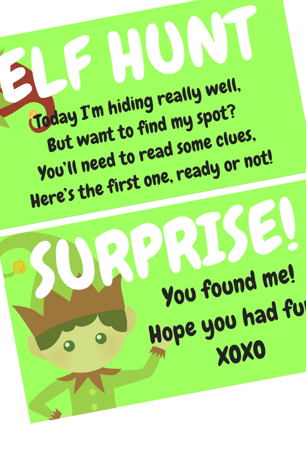 Elf on the Shelf scavenger hunt printable