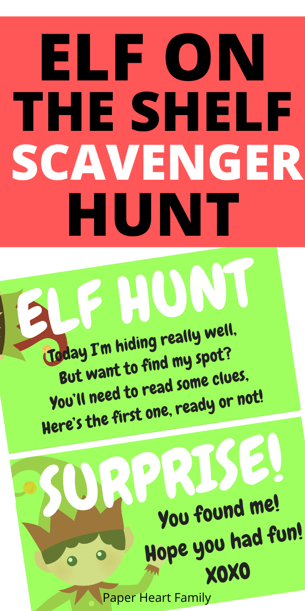 FREE Elf On The Shelf Scavenger Hunt Printable