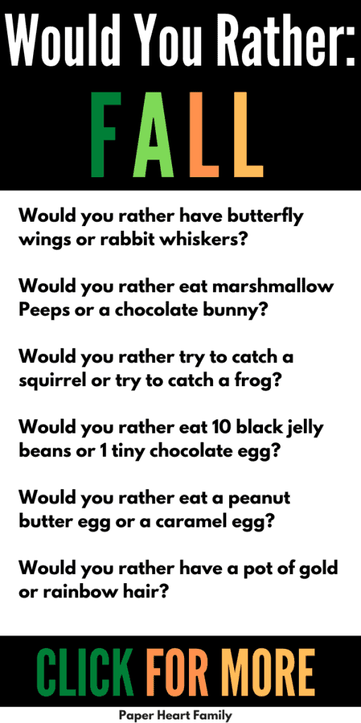 Fall would you rather questions for kids