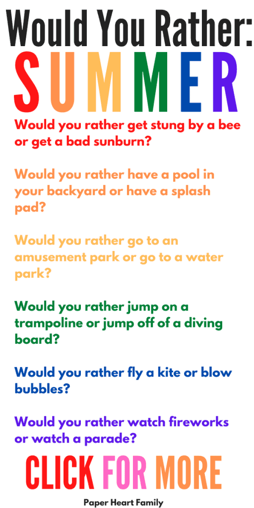 Summer would you rather questions for kids