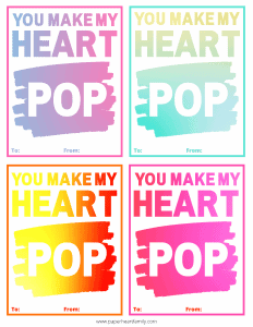 Pop It Valentine Printable For School