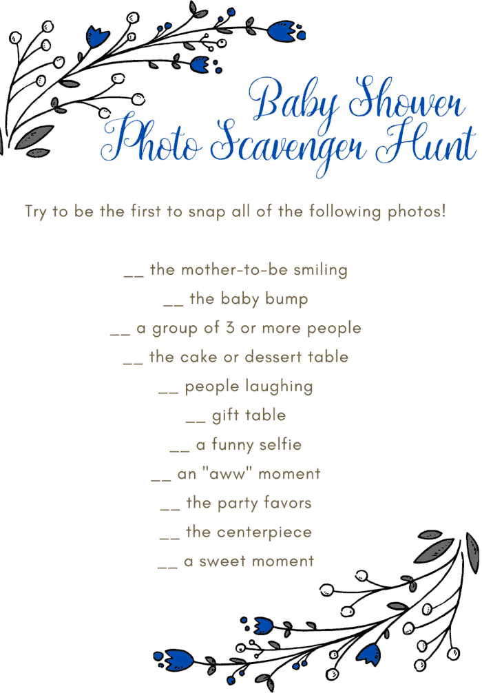 Baby Shower Photo Scavenger Hunt