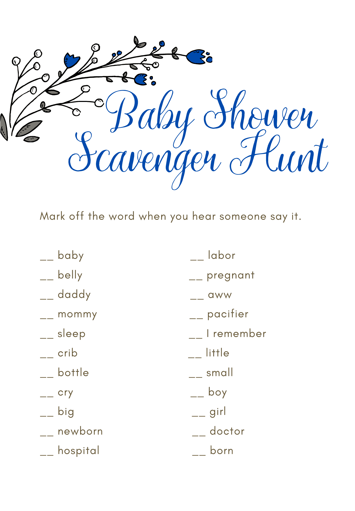 Baby Shower Scavenger Hunt