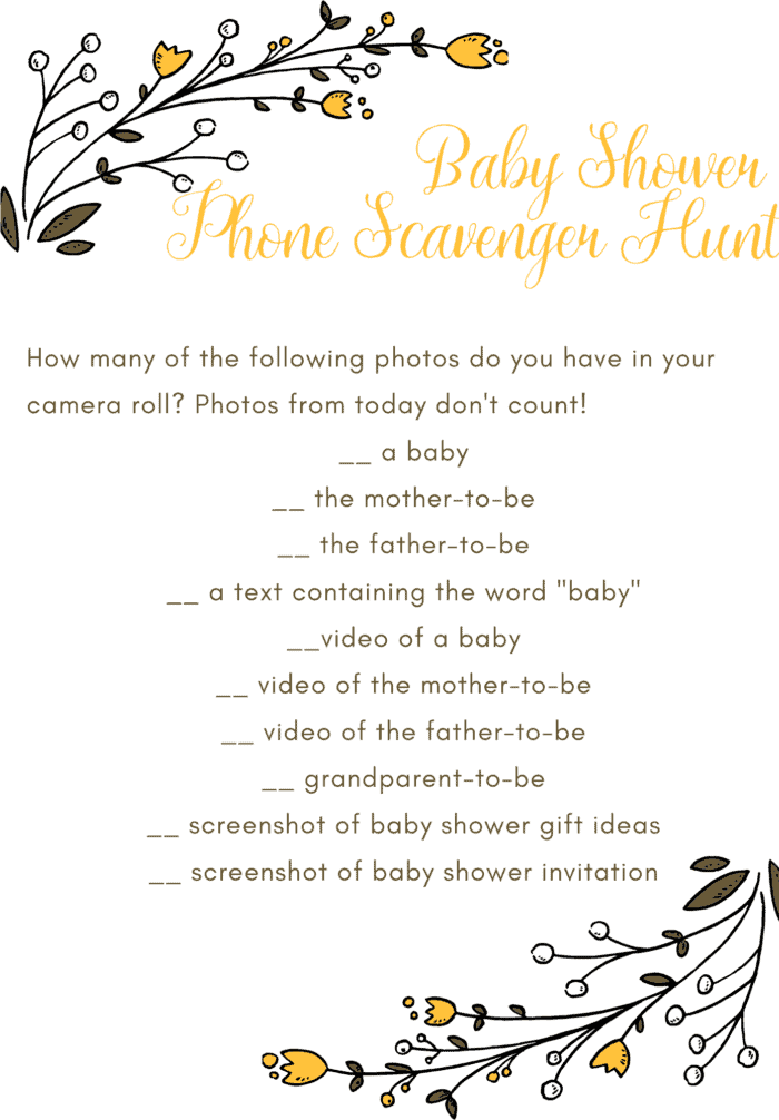 Baby Shower Scavenger Hunt (Phone Edition)