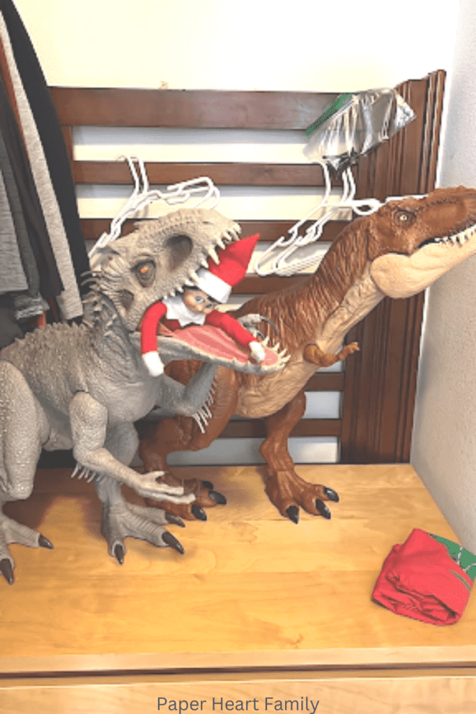 Elf on the Shelf With Dinosaurs