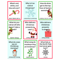 Christmas joke cards for lunch box