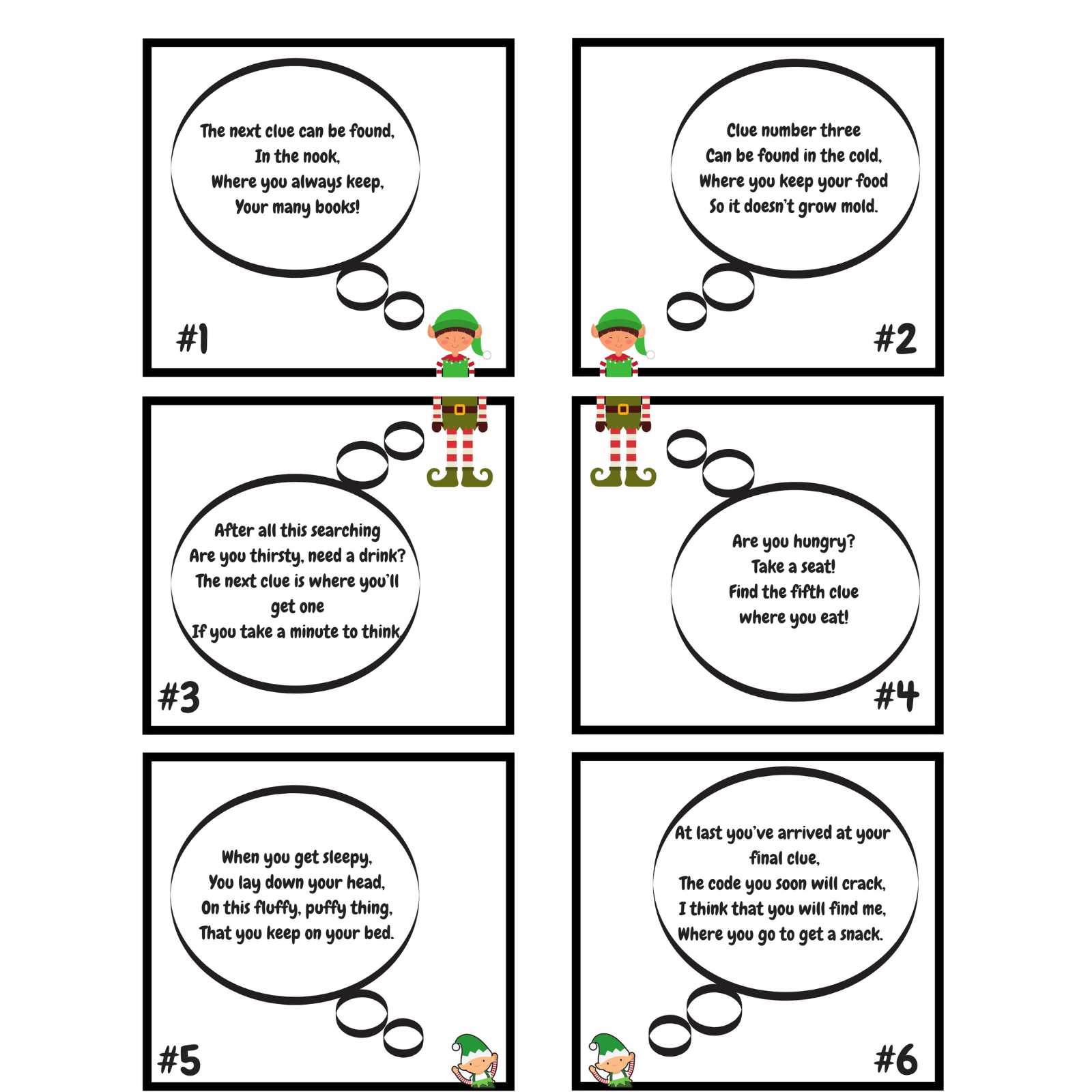 FREE Elf On The Shelf Scavenger Hunt Printable