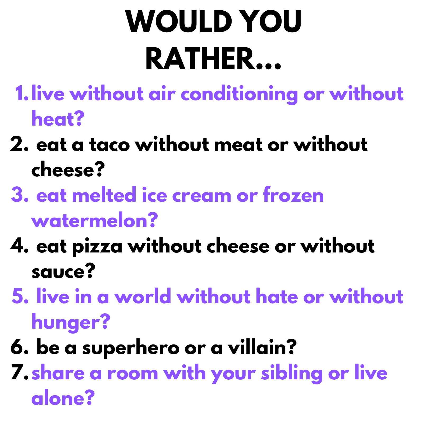 39 Would you Rather ideas in 2023  would you rather, would you rather  questions, kids questions