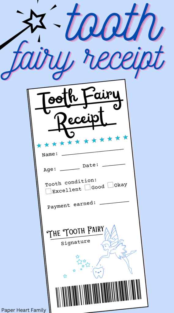 Tooth Fairy Receipt For Boys Or Girls