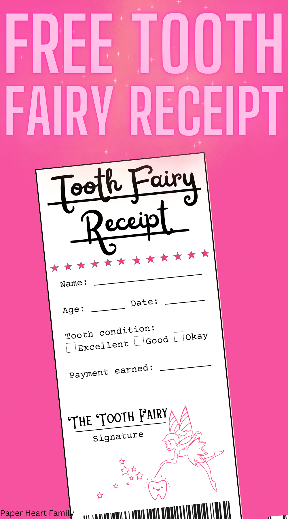 Free Printable Tooth Fairy Receipt (For Boy Or Girl!)