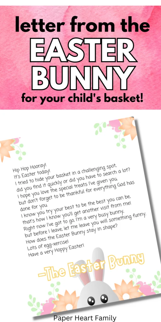 Free Printable Easter Bunny Letter To Child
