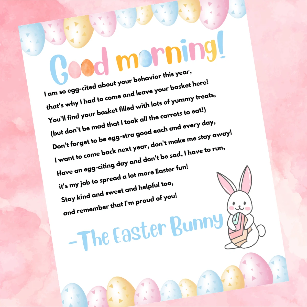 Letter from the Easter Bunny to a child