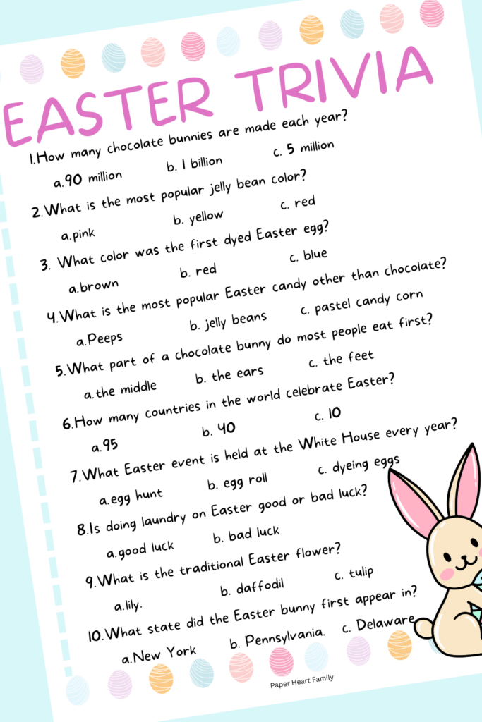 Easter Trivia Printable