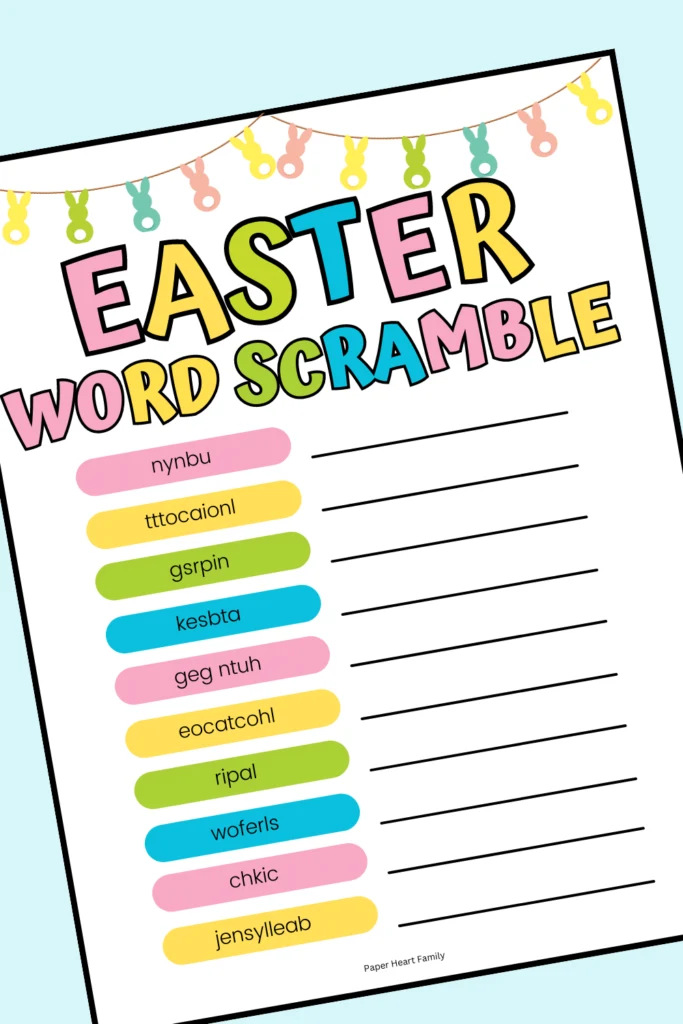 Easter Word Scramble Printable