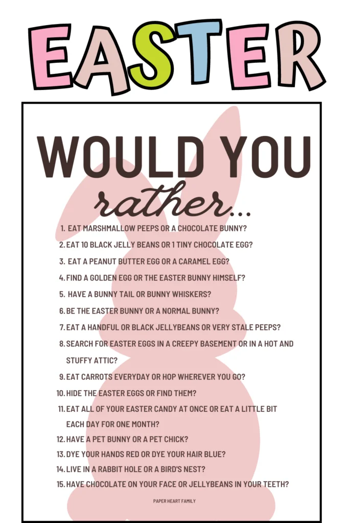 Easter Would You Rather Printable