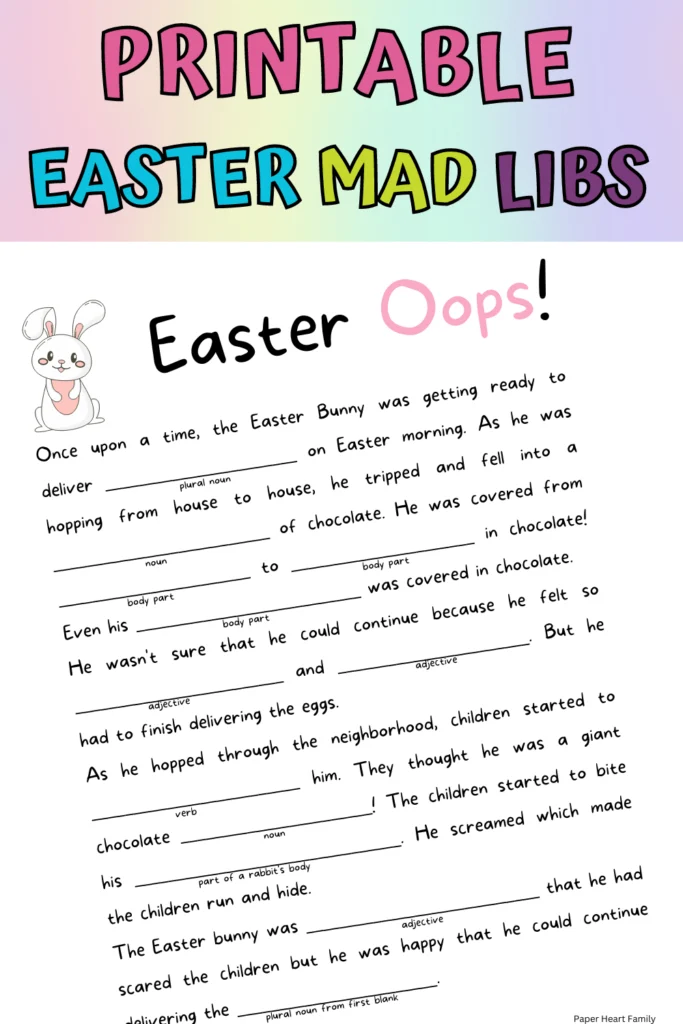 Printable Easter Mad Libs