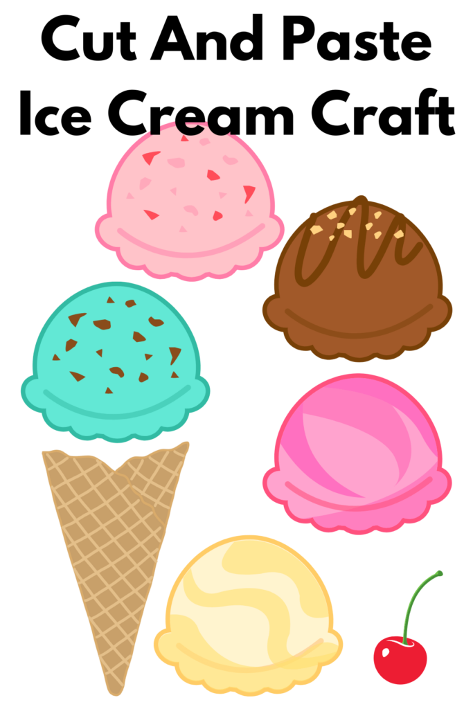 Colored option of ice cream craft to be printed, cut and assembled