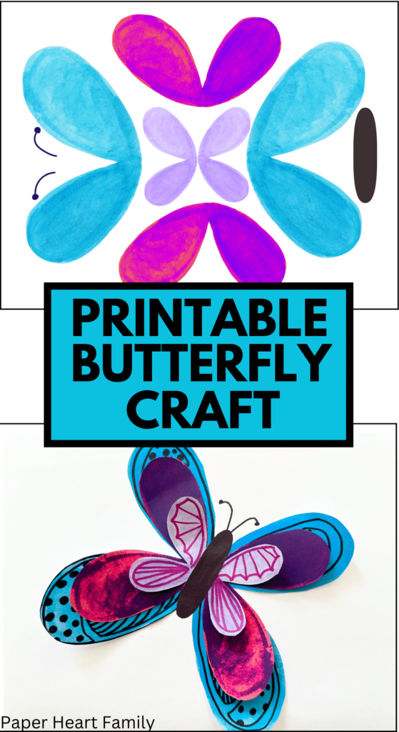 comparison of printable and completed butterfly craft