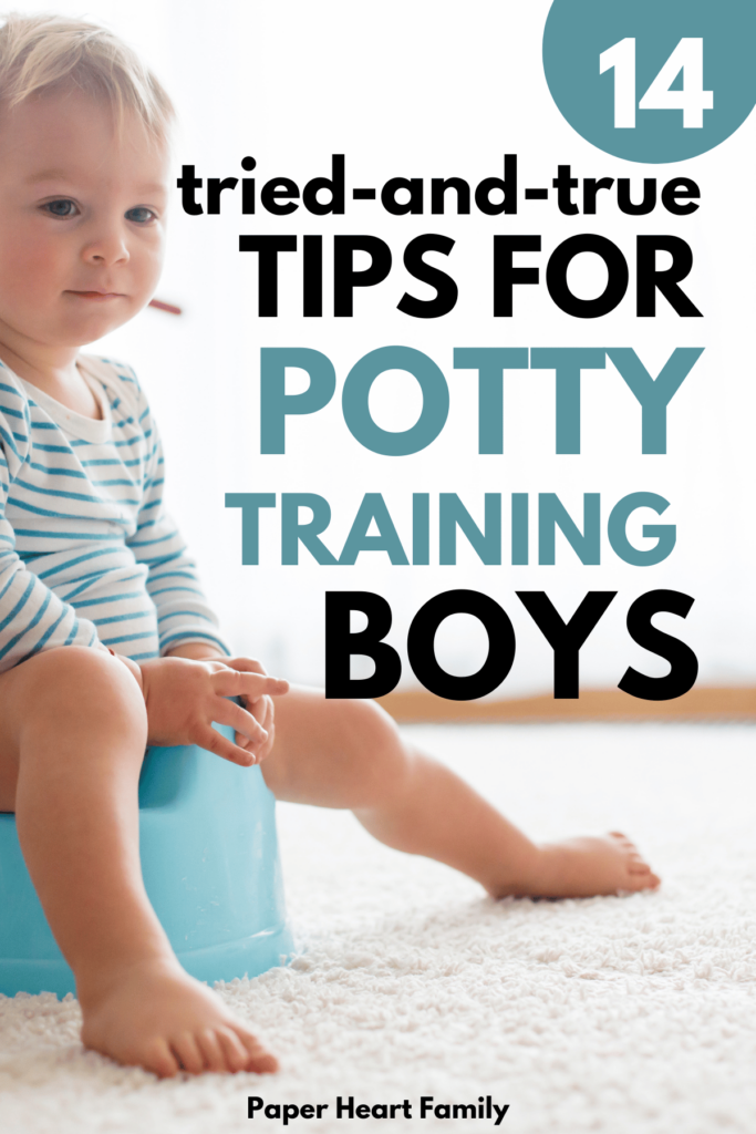 Boy sitting on training potty