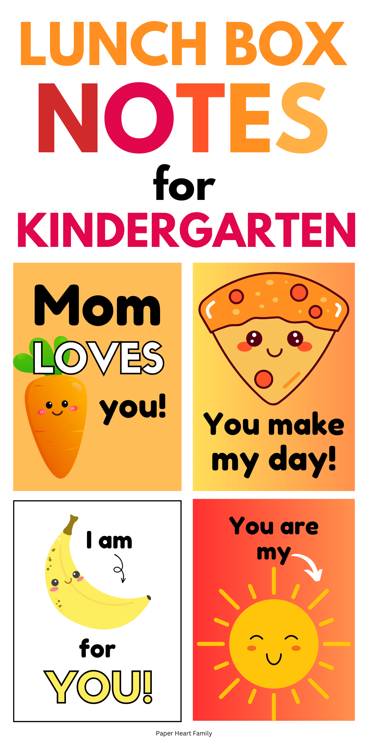 CUTEST Printable Lunch Box Notes For Kindergarteners