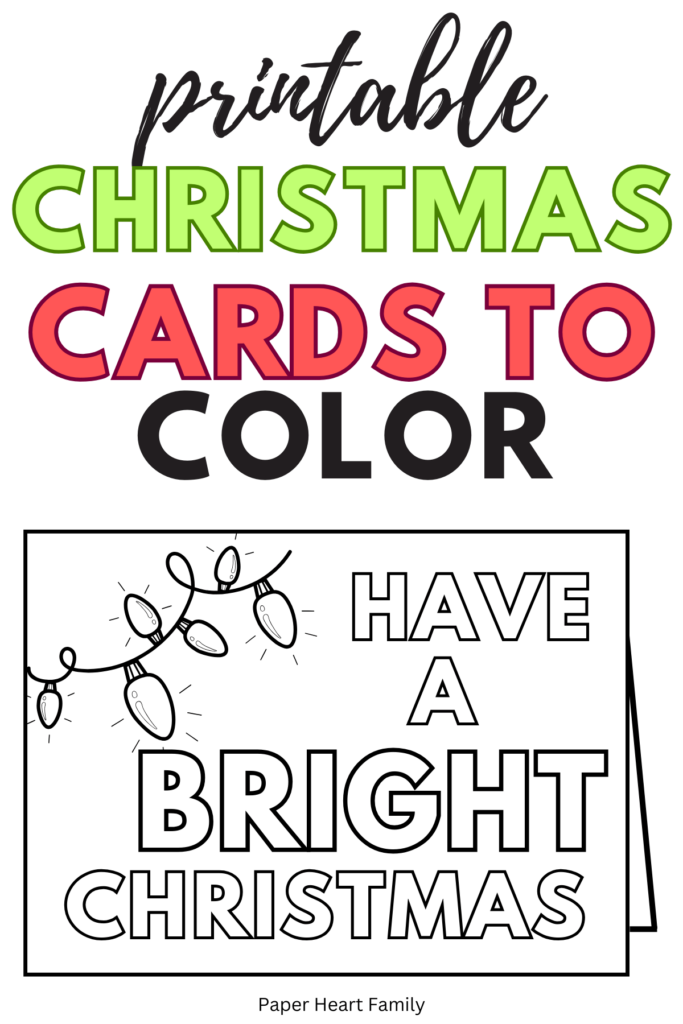 Card says "have a bright Christmas" with Christmas lights.